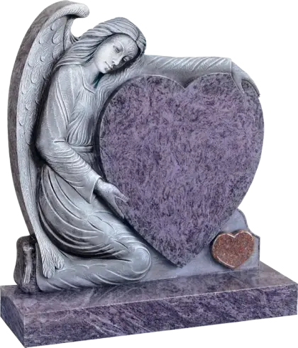 Angel Statue with Heart Memorial