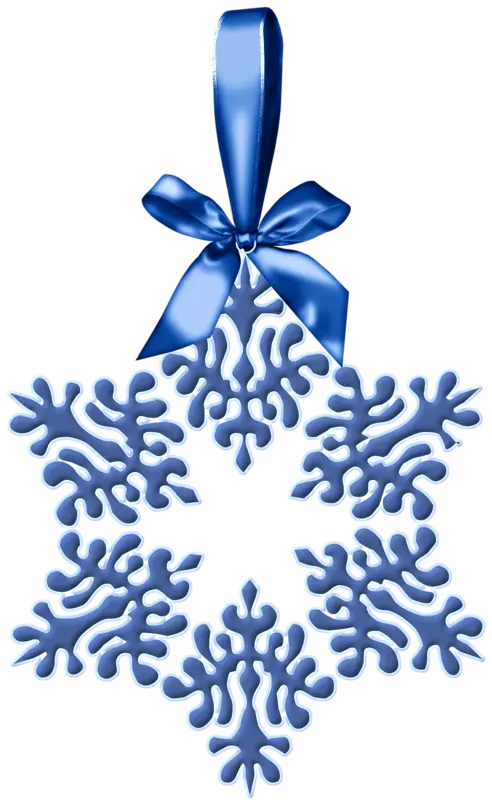 Blue Snowflake Ornament with Ribbon for Holiday Decoration