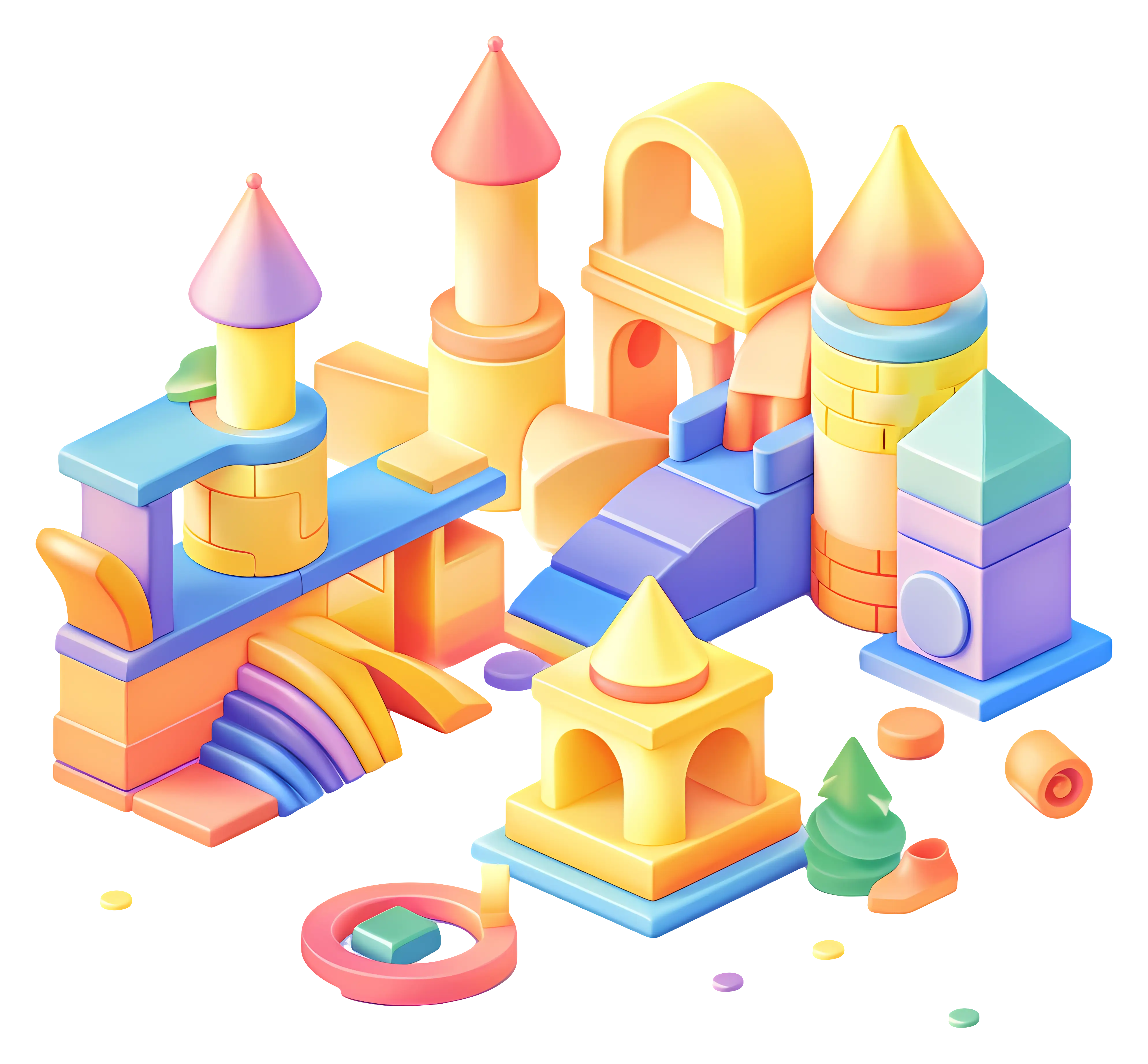 3D Colorful Castle Blocks for Imaginative Play