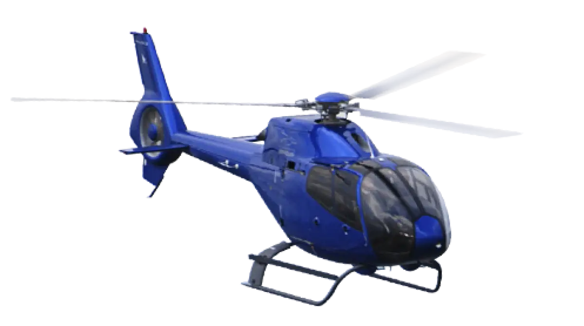 Blue Helicopter in Flight