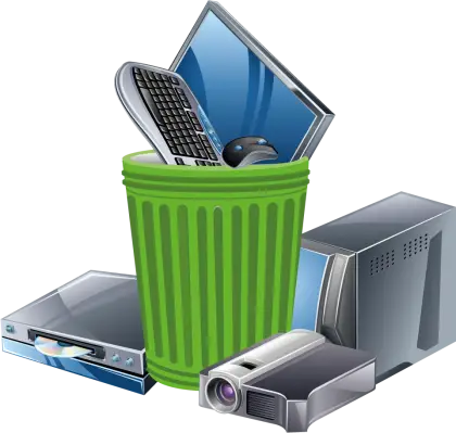 Green Bin with Discarded Electronics