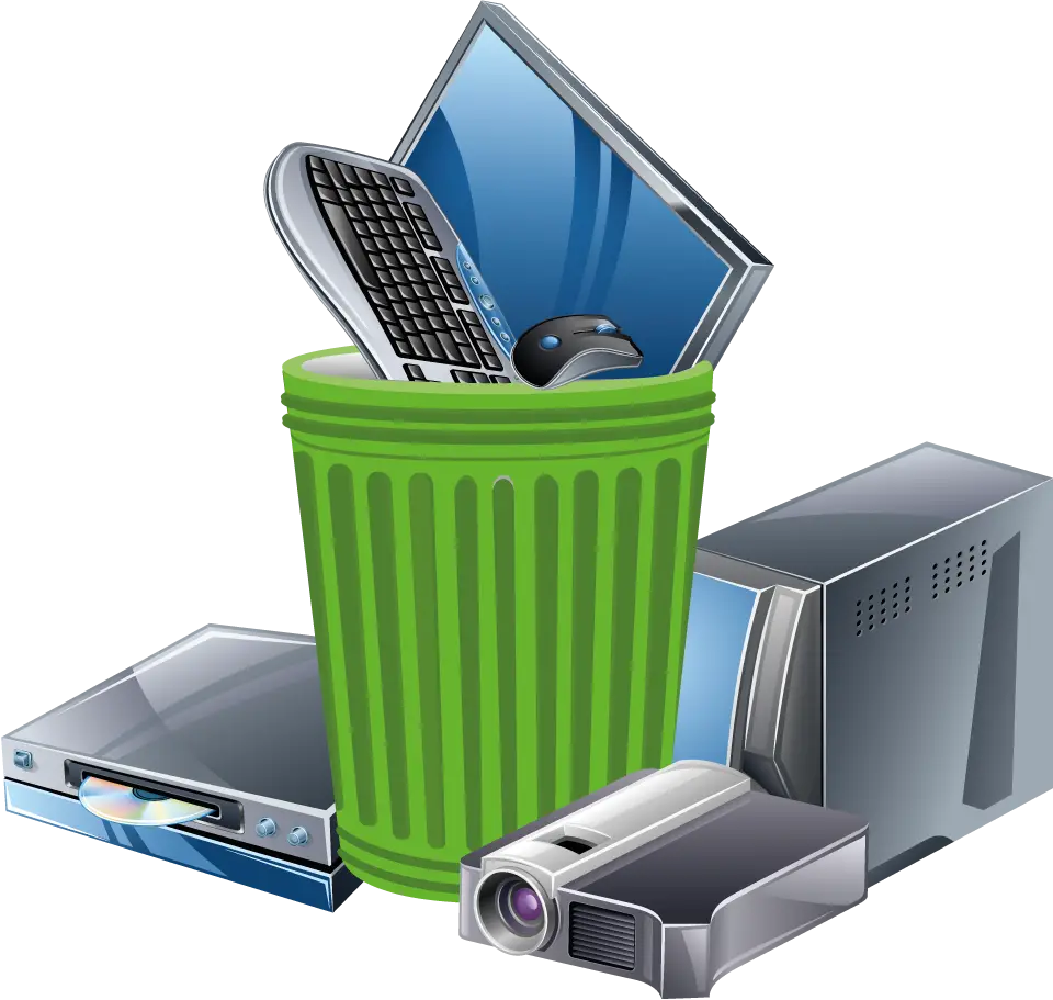 Green Bin with Discarded Electronics