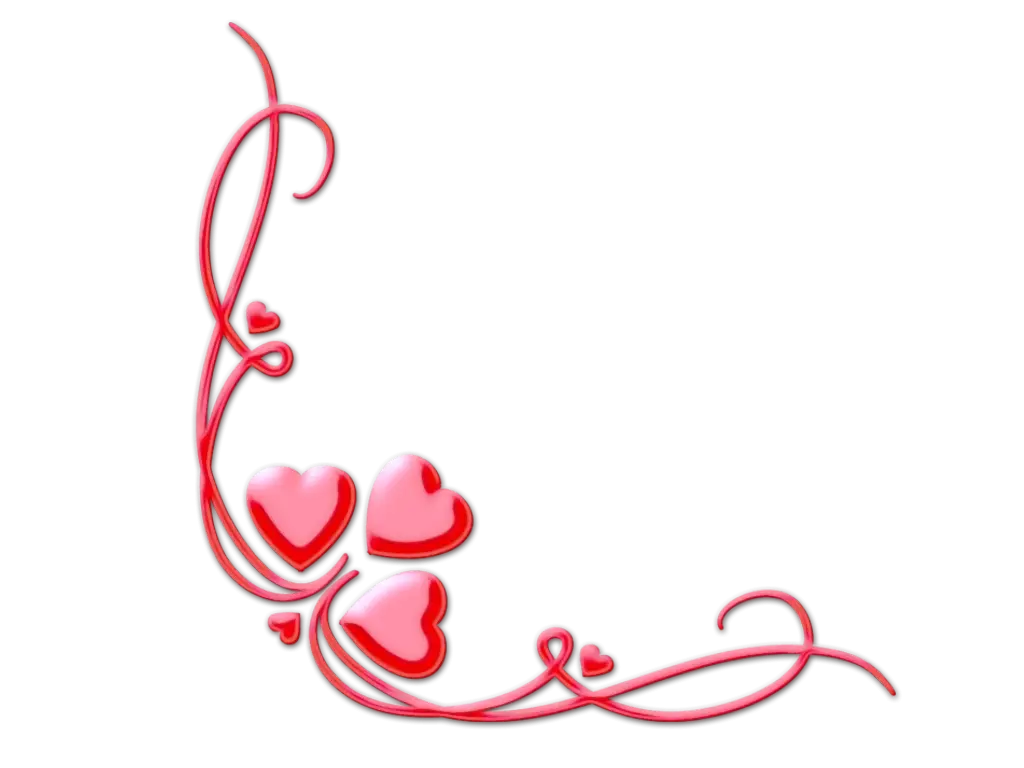 Red Hearts Corner Design with Swirls