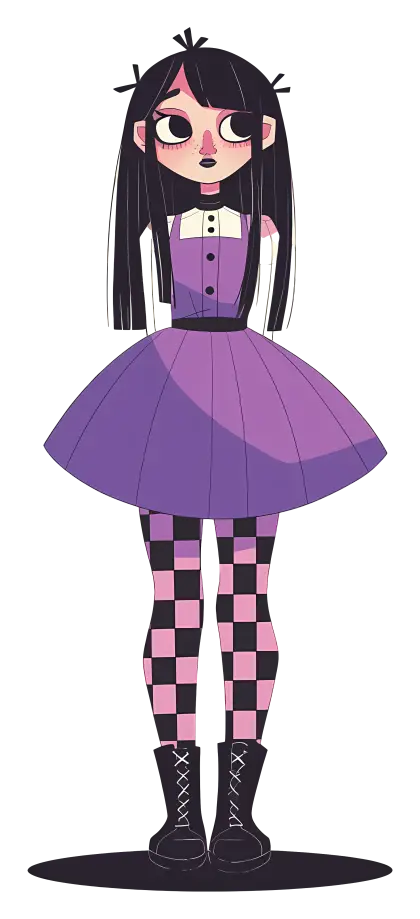 Stylish Girl in Purple Dress