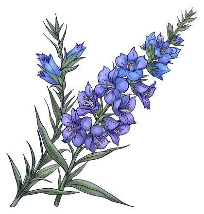 Beautiful Blue Floral Branch Artwork