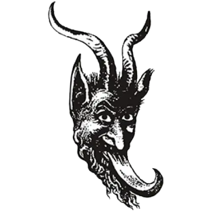 Krampus Head Illustration for Christmas Folklore