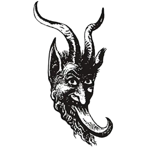 Krampus Head Illustration for Christmas Folklore