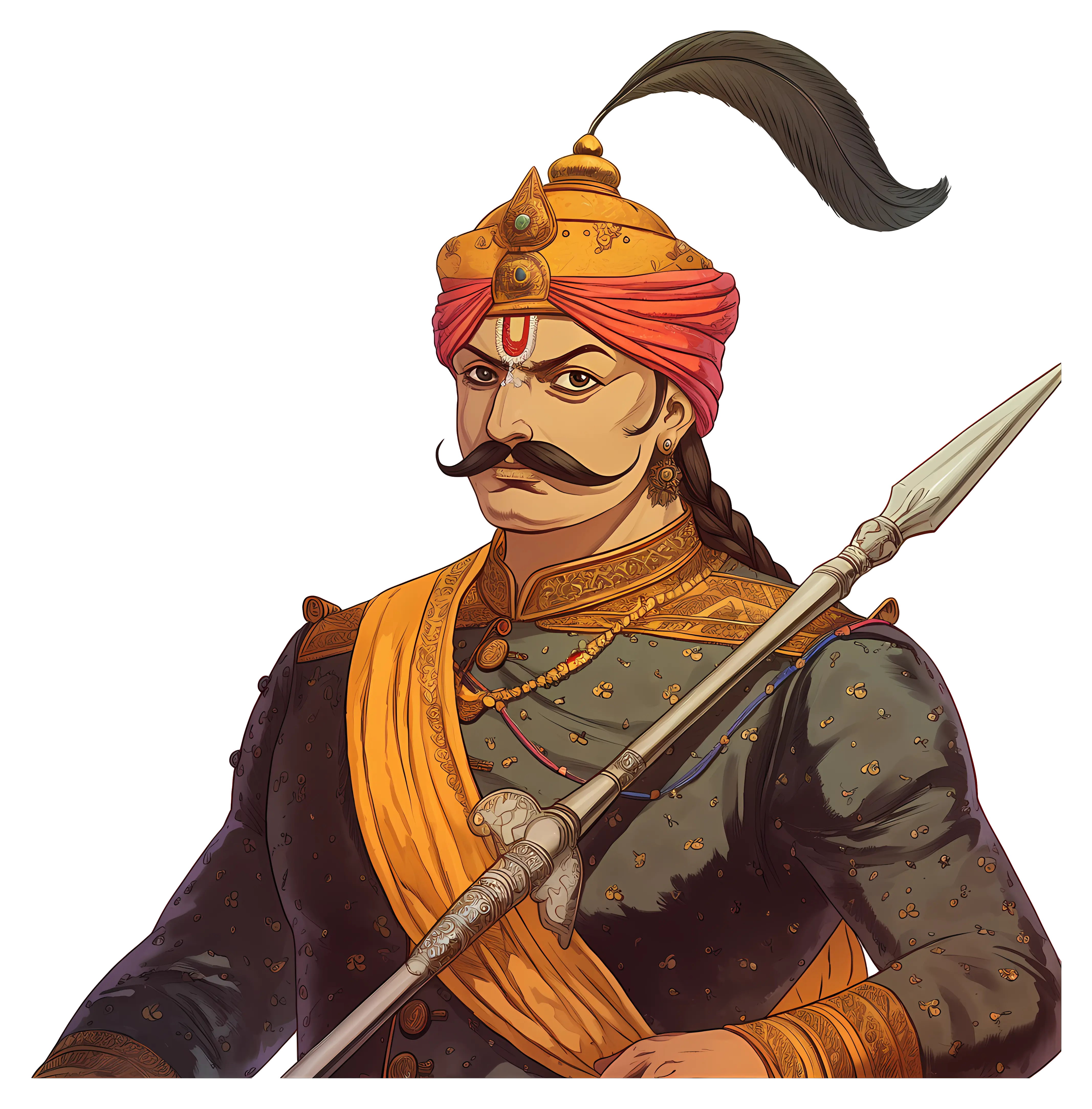 Indian Historical Warrior Illustration
