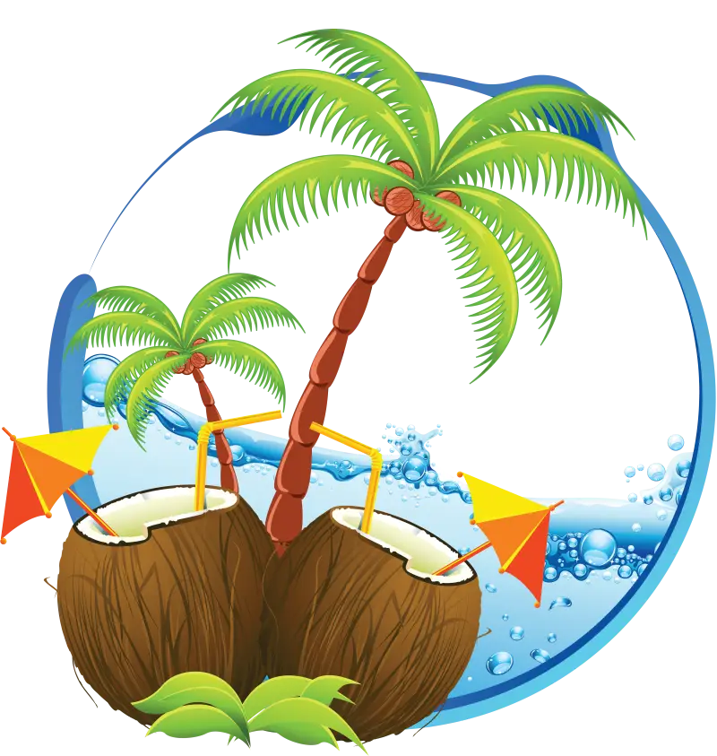 Tropical Coconuts and Palm Trees