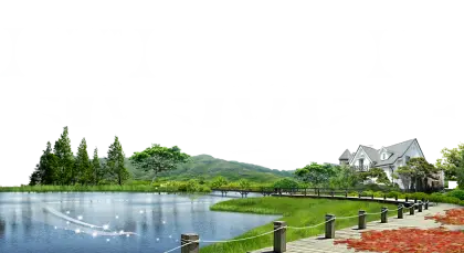 Lakeside House with Trees
