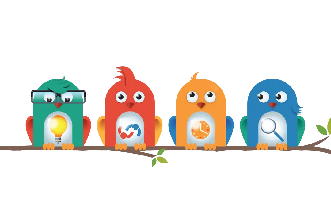 Colorful Cartoon Birds on Branch