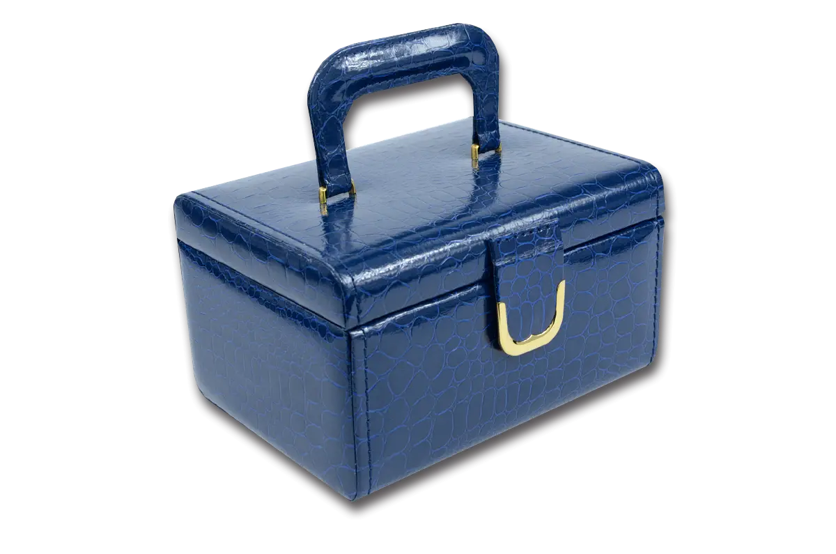 Blue Jewelry Storage Box with Handle