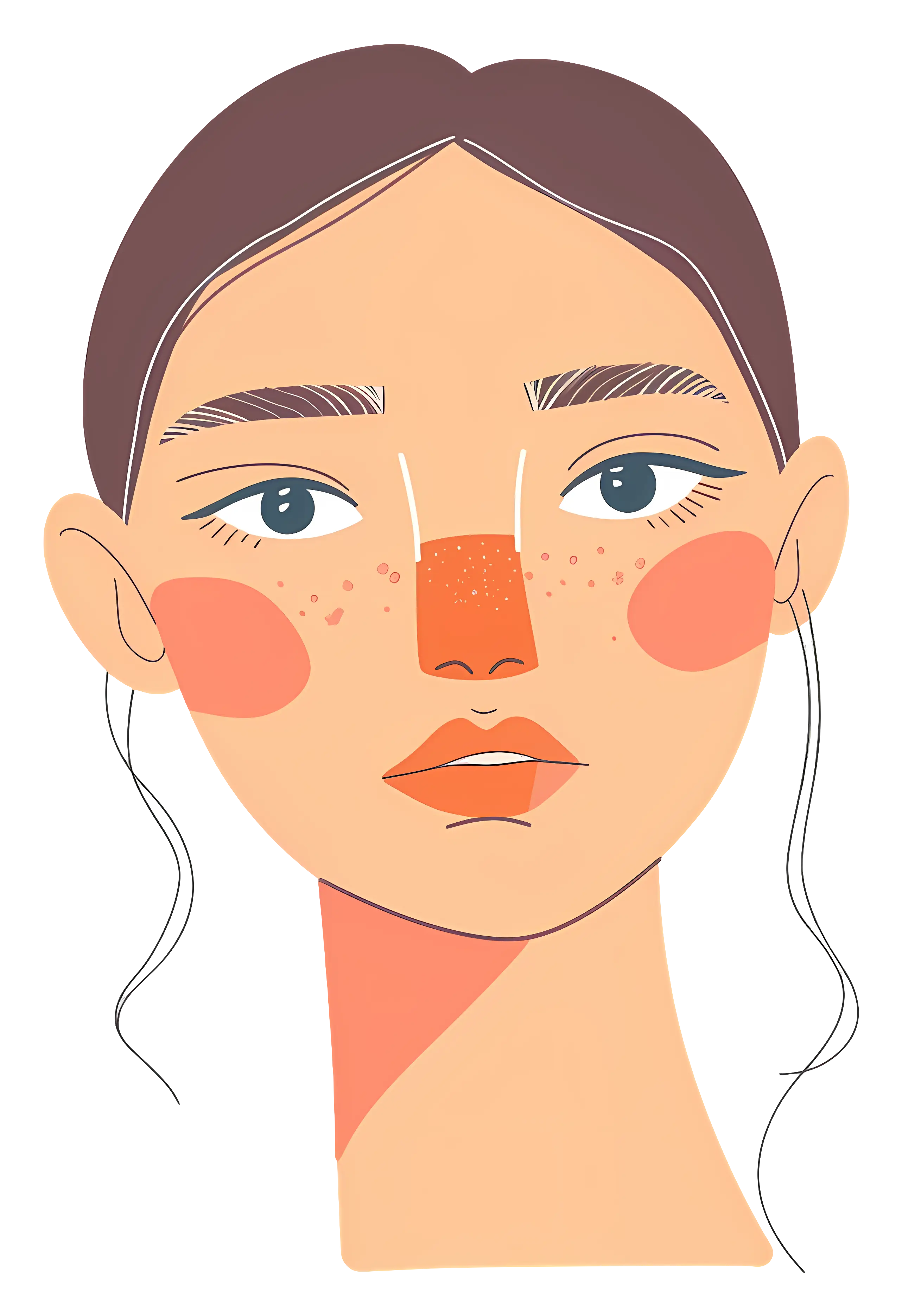 Illustrated Face with Freckles