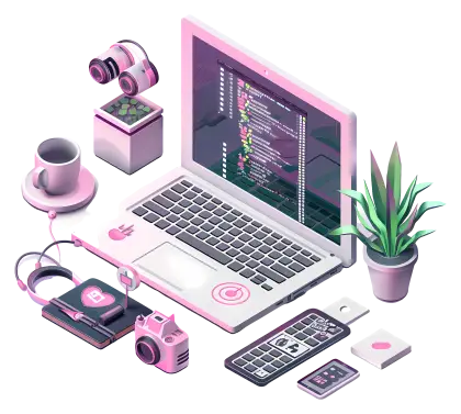 Modern Workspace with Laptop and Gadgets