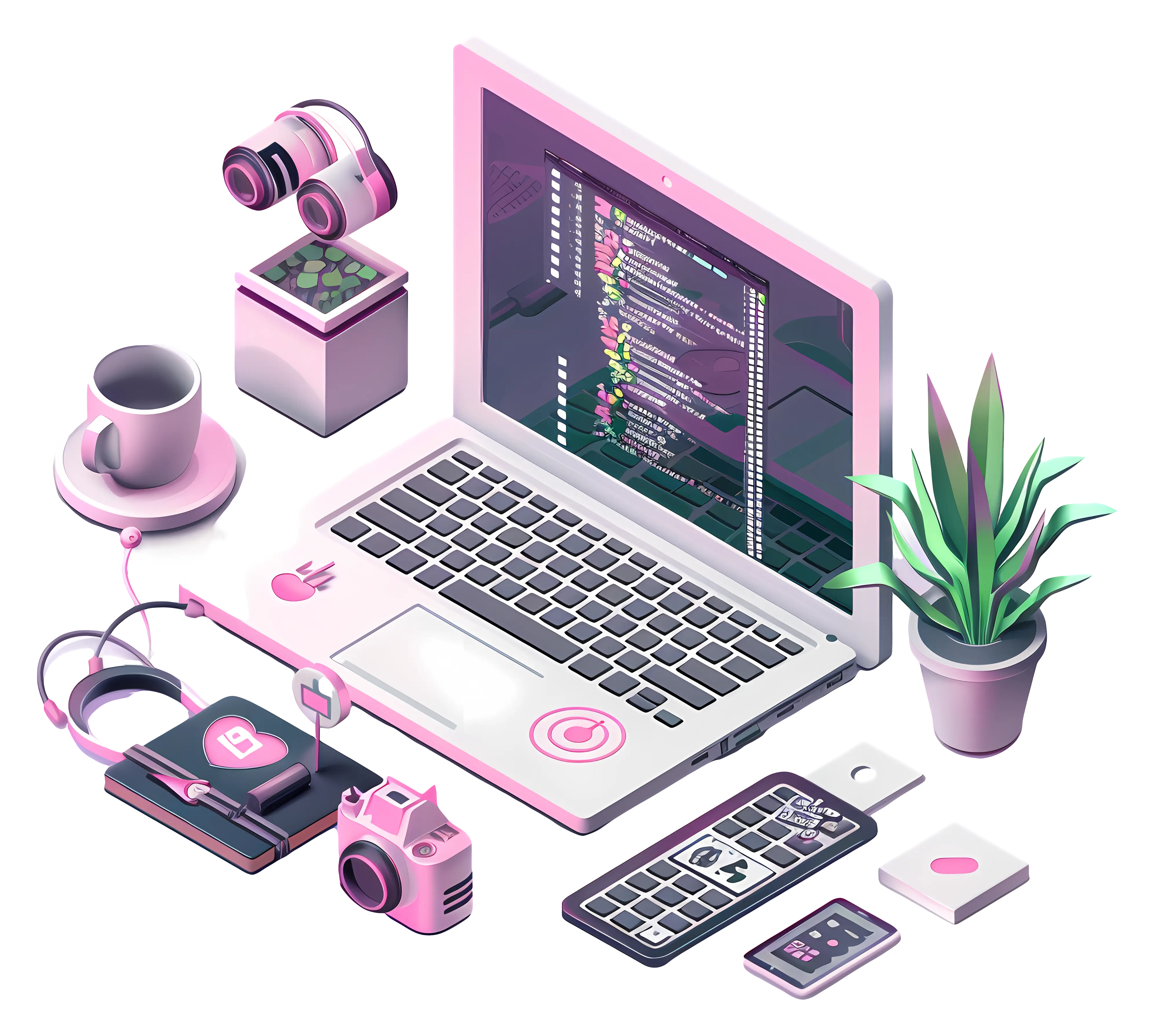 Modern Workspace with Laptop and Gadgets