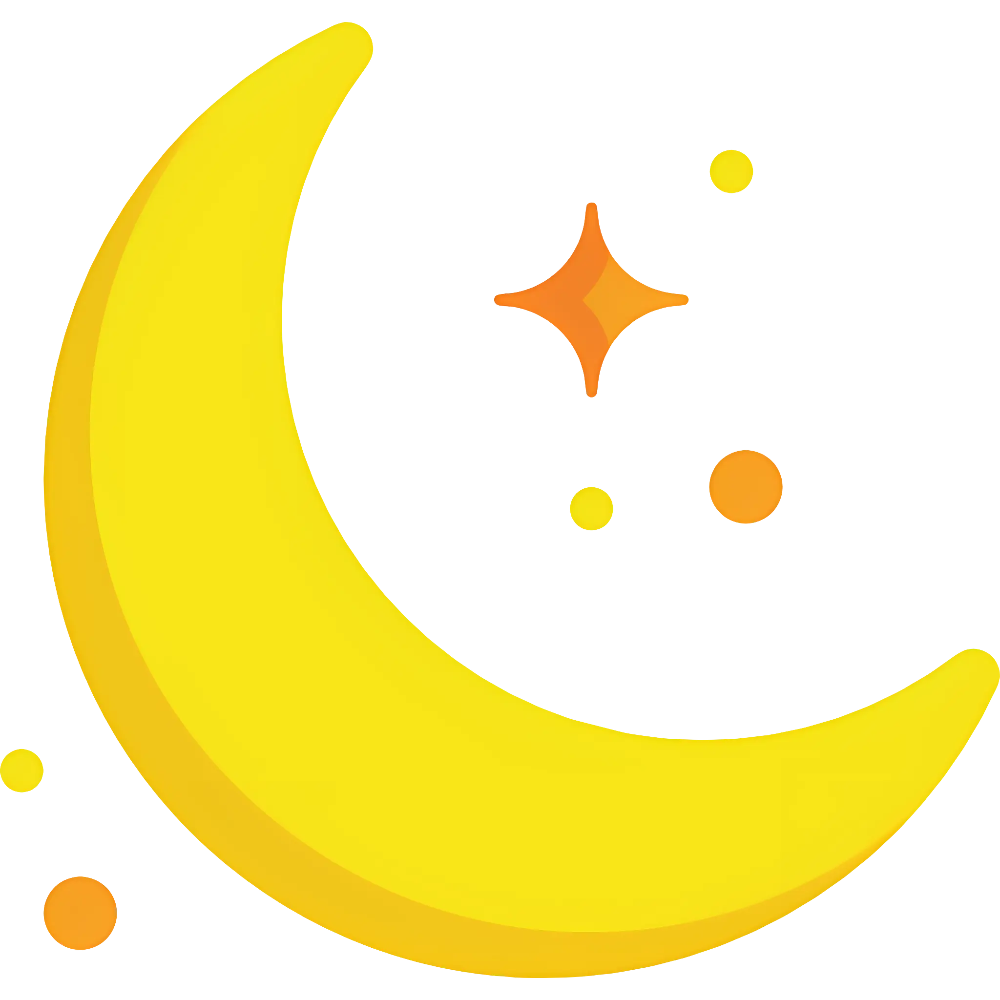 Yellow Crescent Moon with Sparkling Stars
