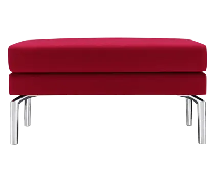 Modern Red Ottoman with a Metal Base