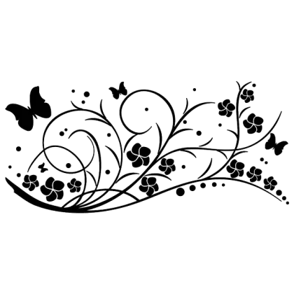 Elegant Black and White Floral Art with Butterflies