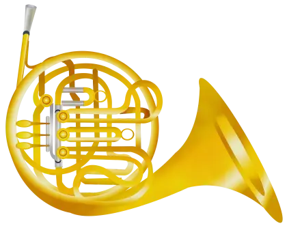 Golden French Horn Illustration