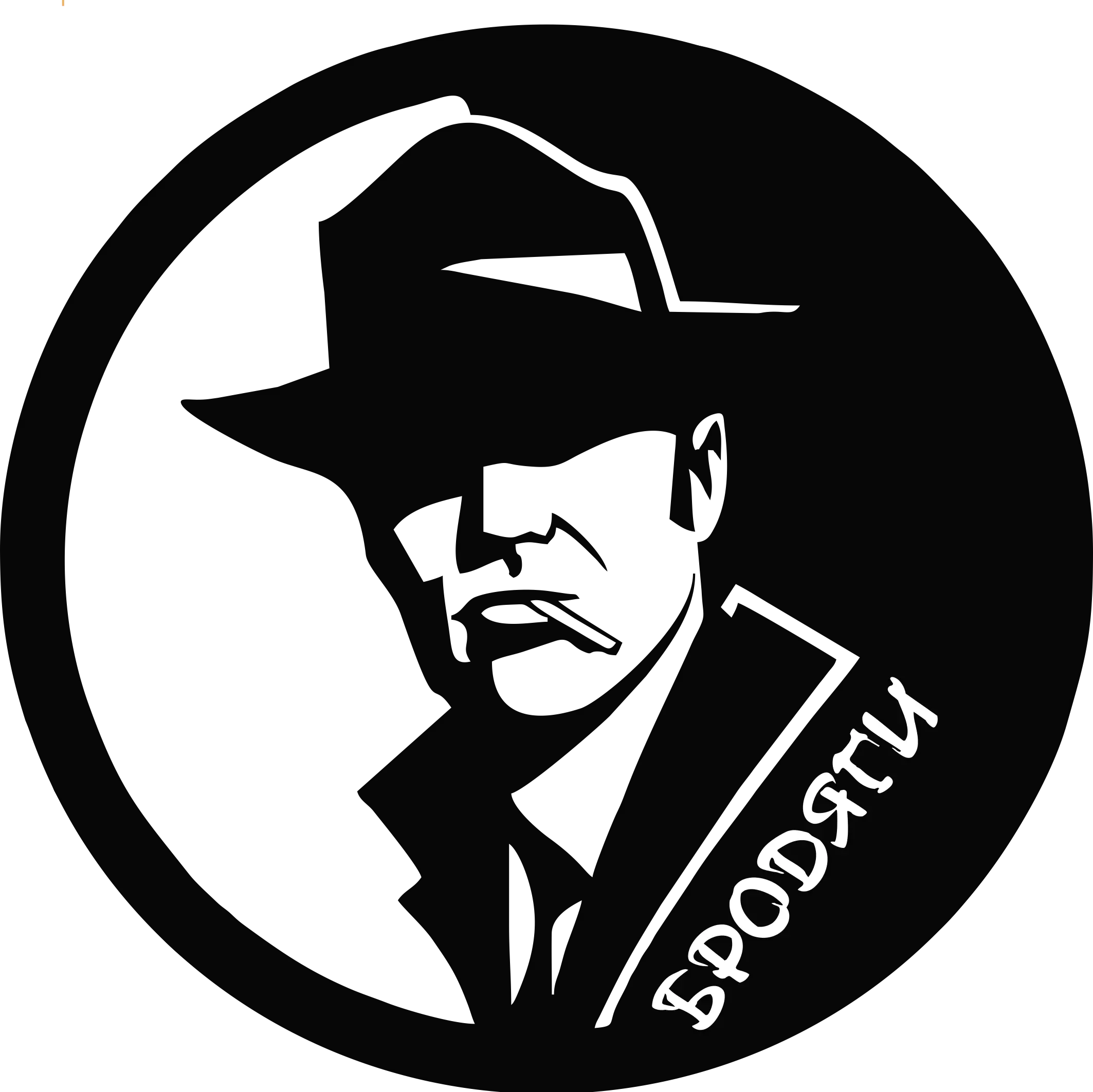 Gangster Icon with Hat and Cigarette