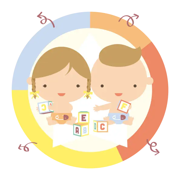 Babies Playing with Alphabet Blocks