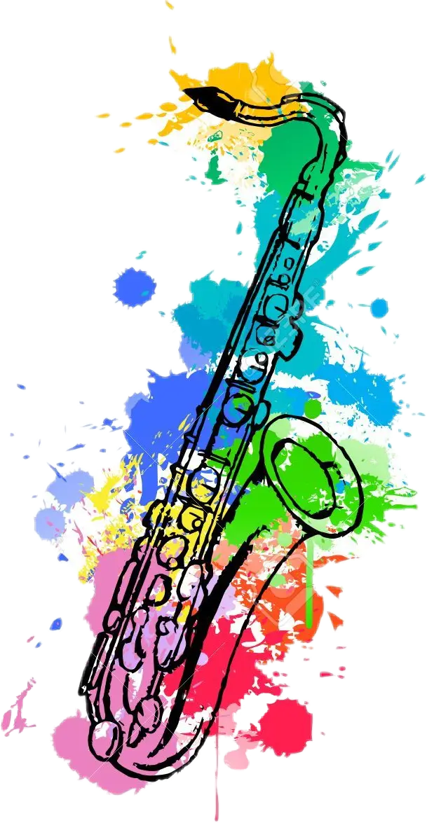 Colorful Saxophone with Artistic Background
