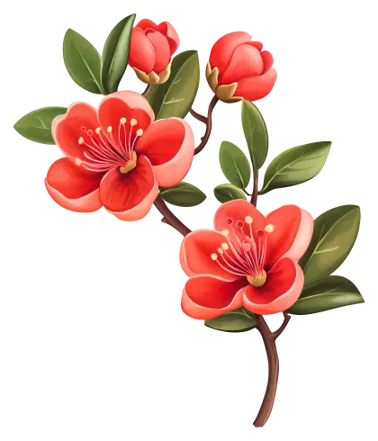 Red Flowers on a Branch