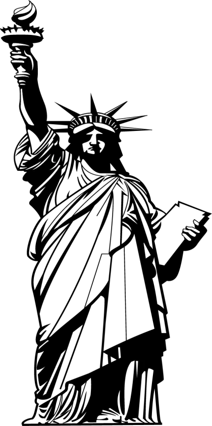 Statue of Liberty Black and White Illustration