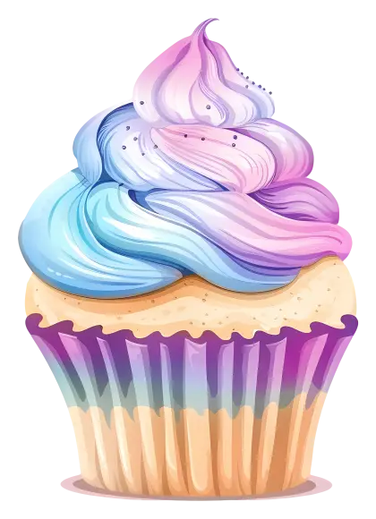 Colorful Cupcake with Swirled Frosting Decoration