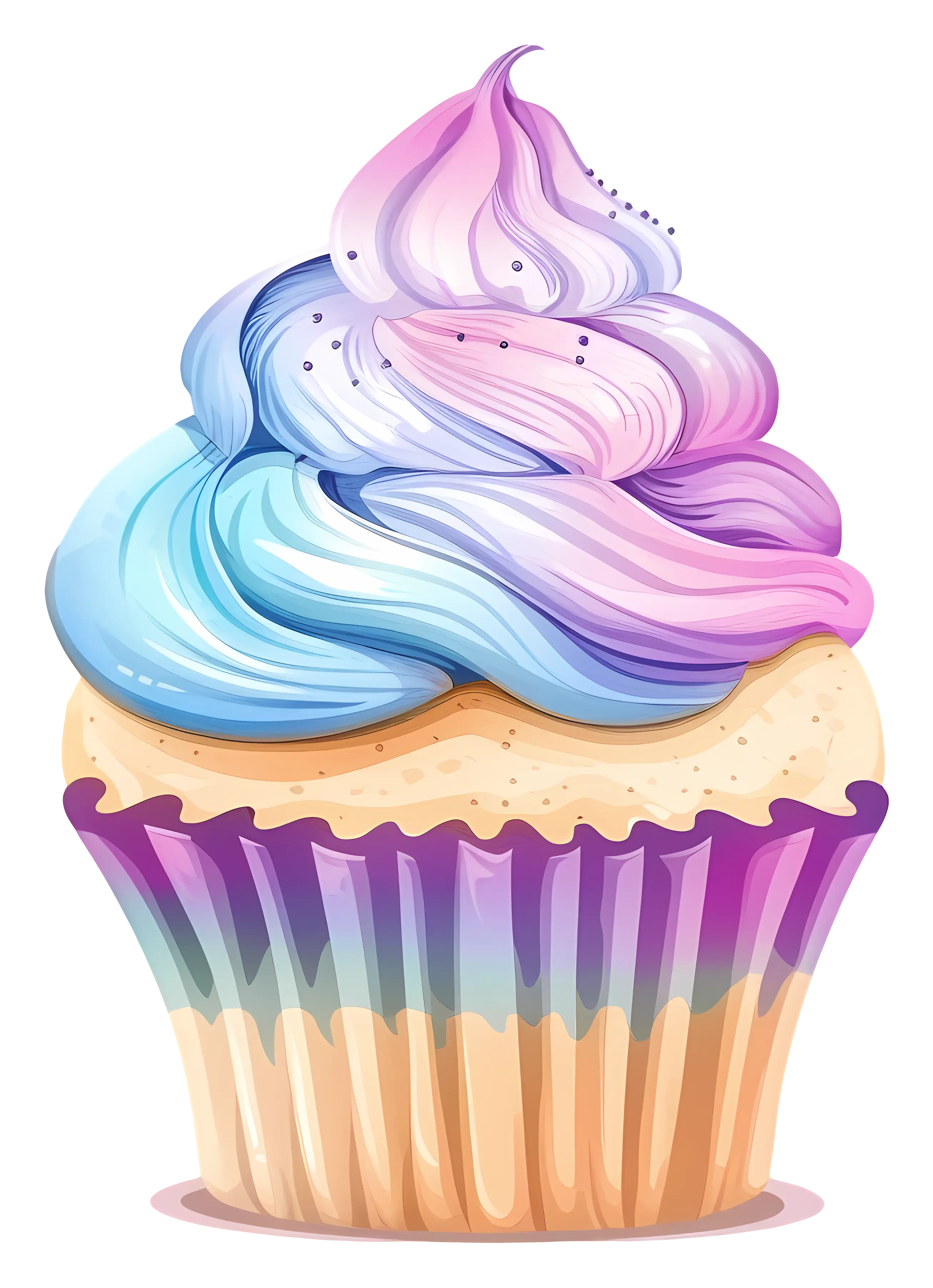 Colorful Cupcake with Swirled Frosting Decoration
