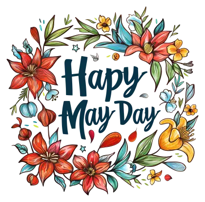 Happy May Day Floral Wreath