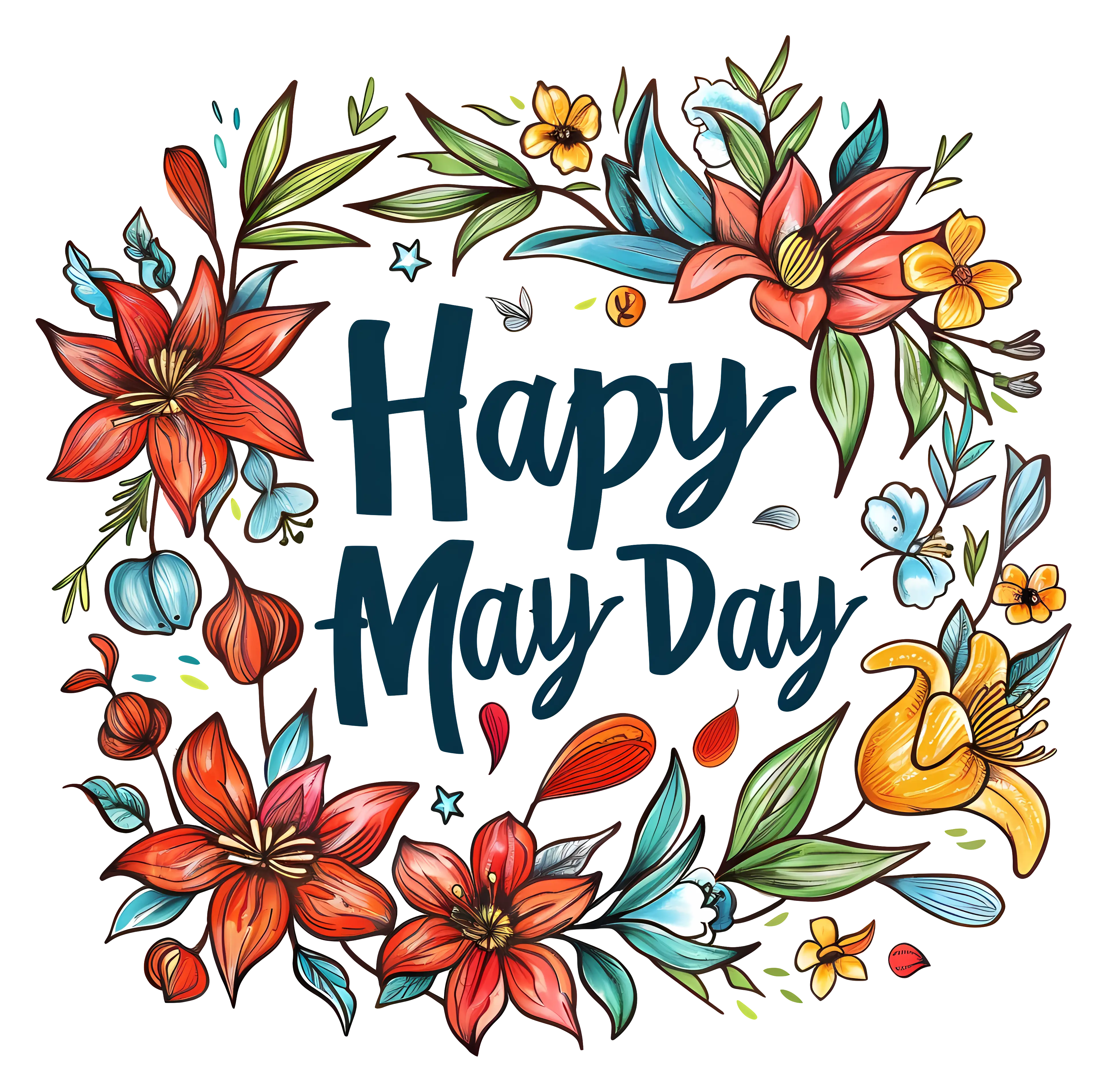 Happy May Day Floral Wreath