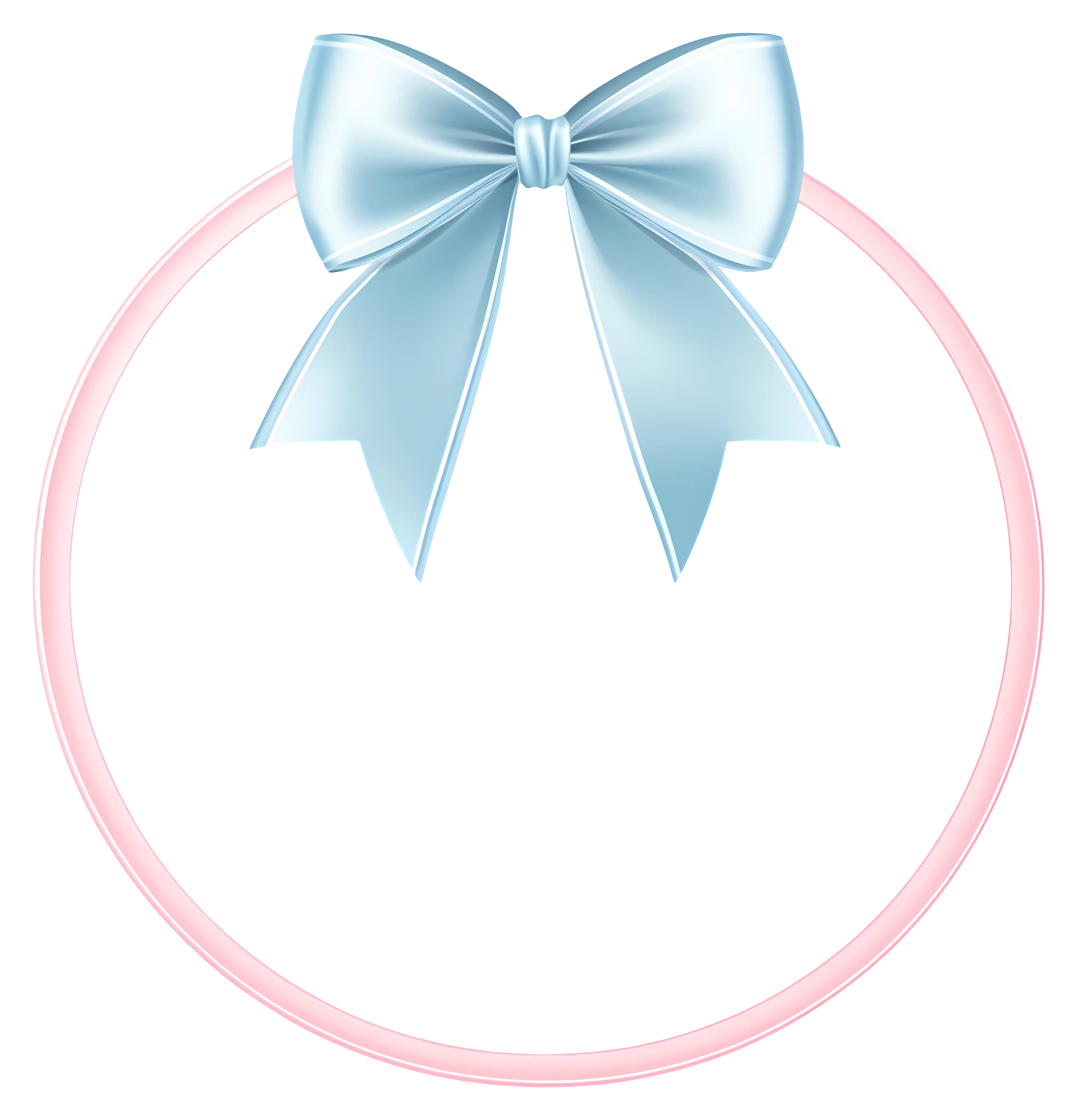 Circular Pink Frame with Blue Ribbon Bow