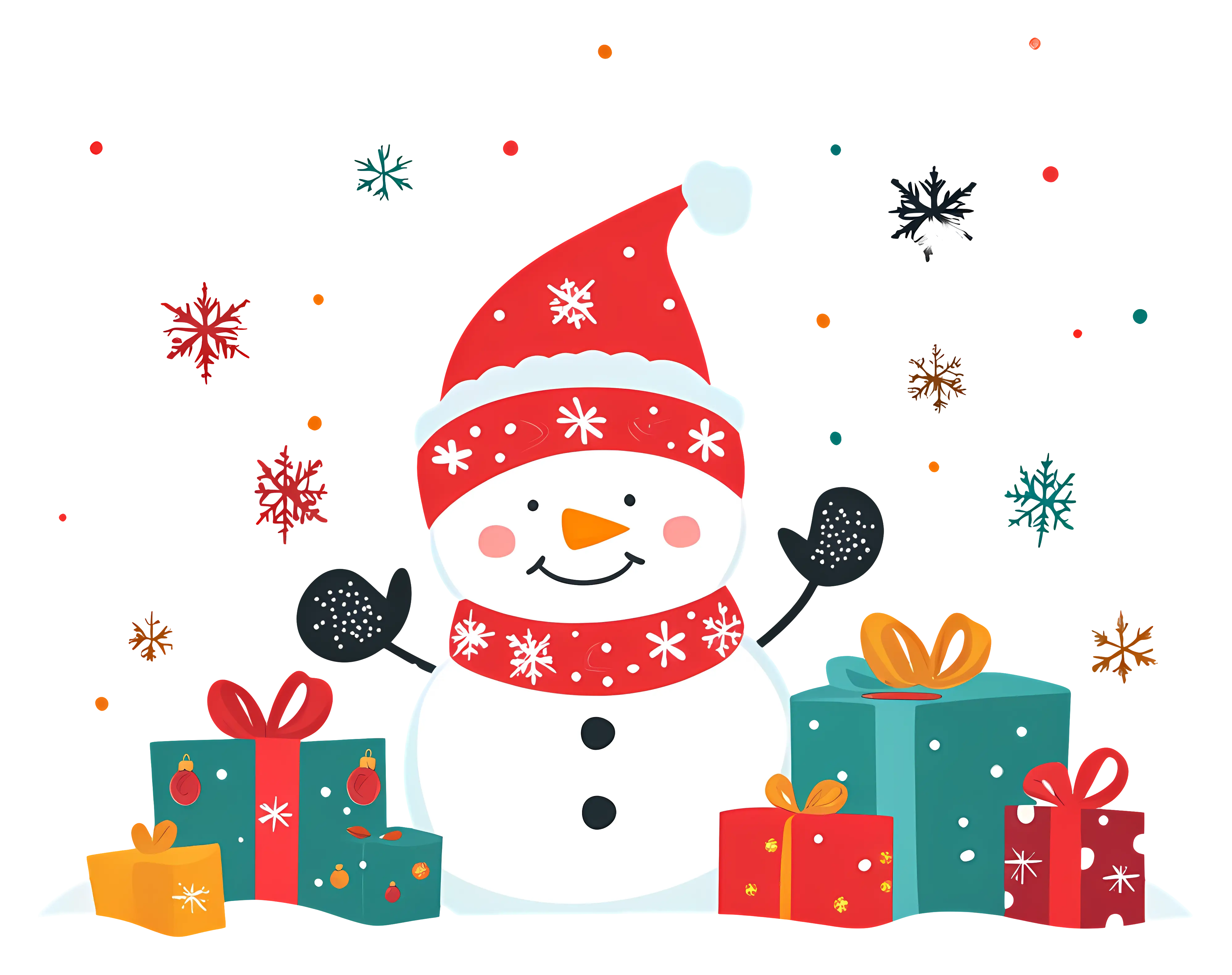 Snowman with Christmas Gifts