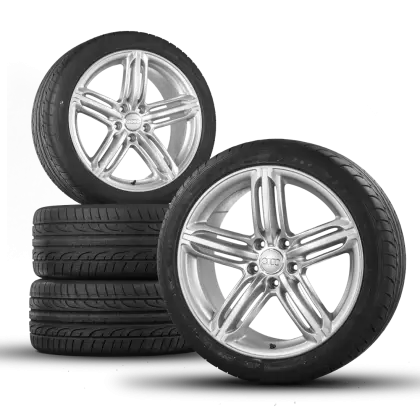 Tires with Shiny Rims for Automobiles
