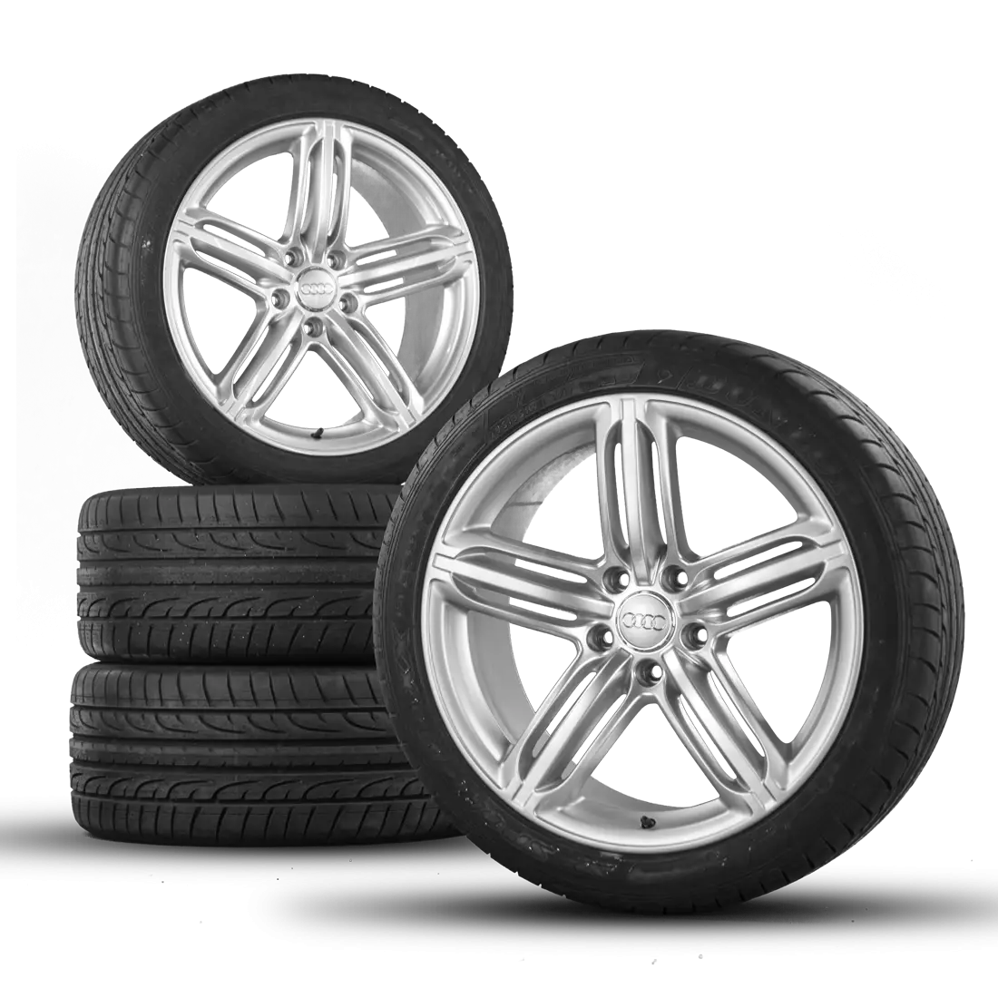 Tires with Shiny Rims for Automobiles