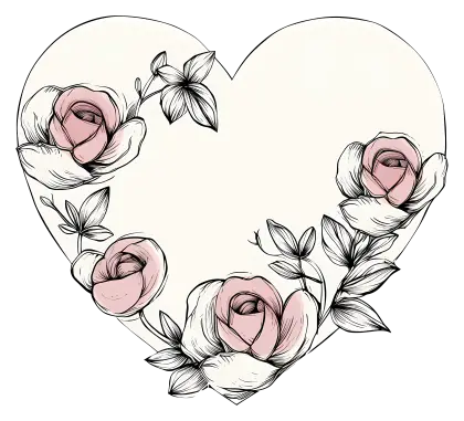 Heart with Roses Illustration