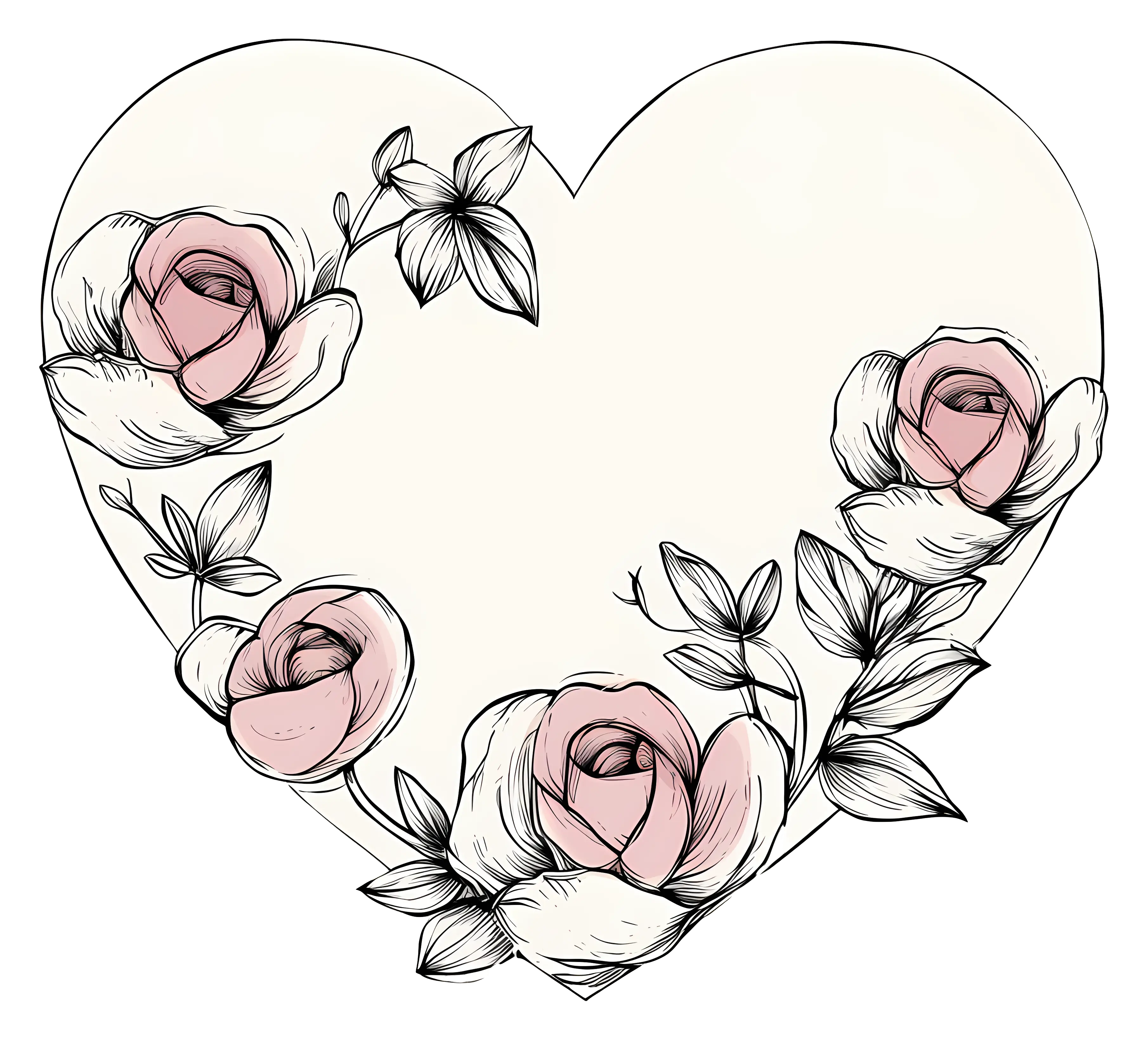 Heart with Roses Illustration