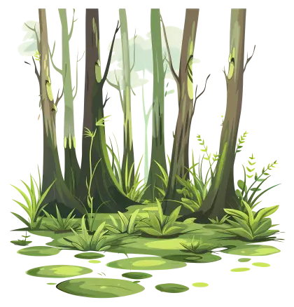 Green Swamp with Trees and Water