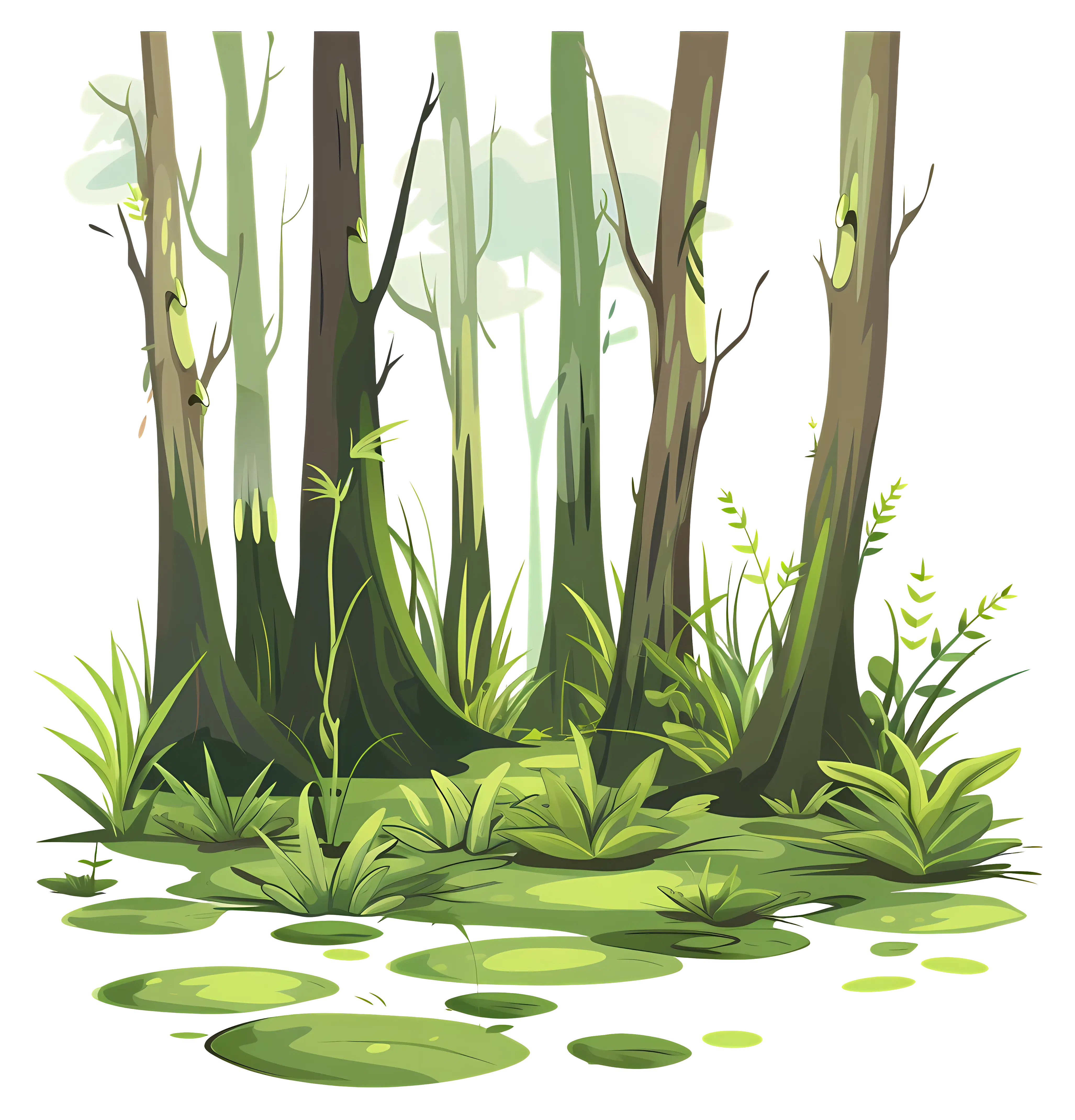 Green Swamp with Trees and Water