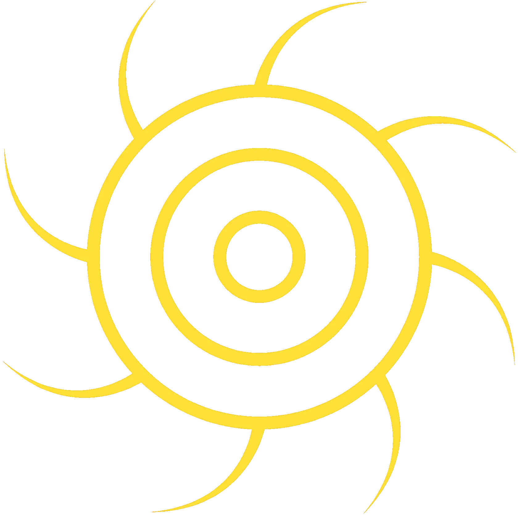 Yellow Sun Icon with Radiating Lines