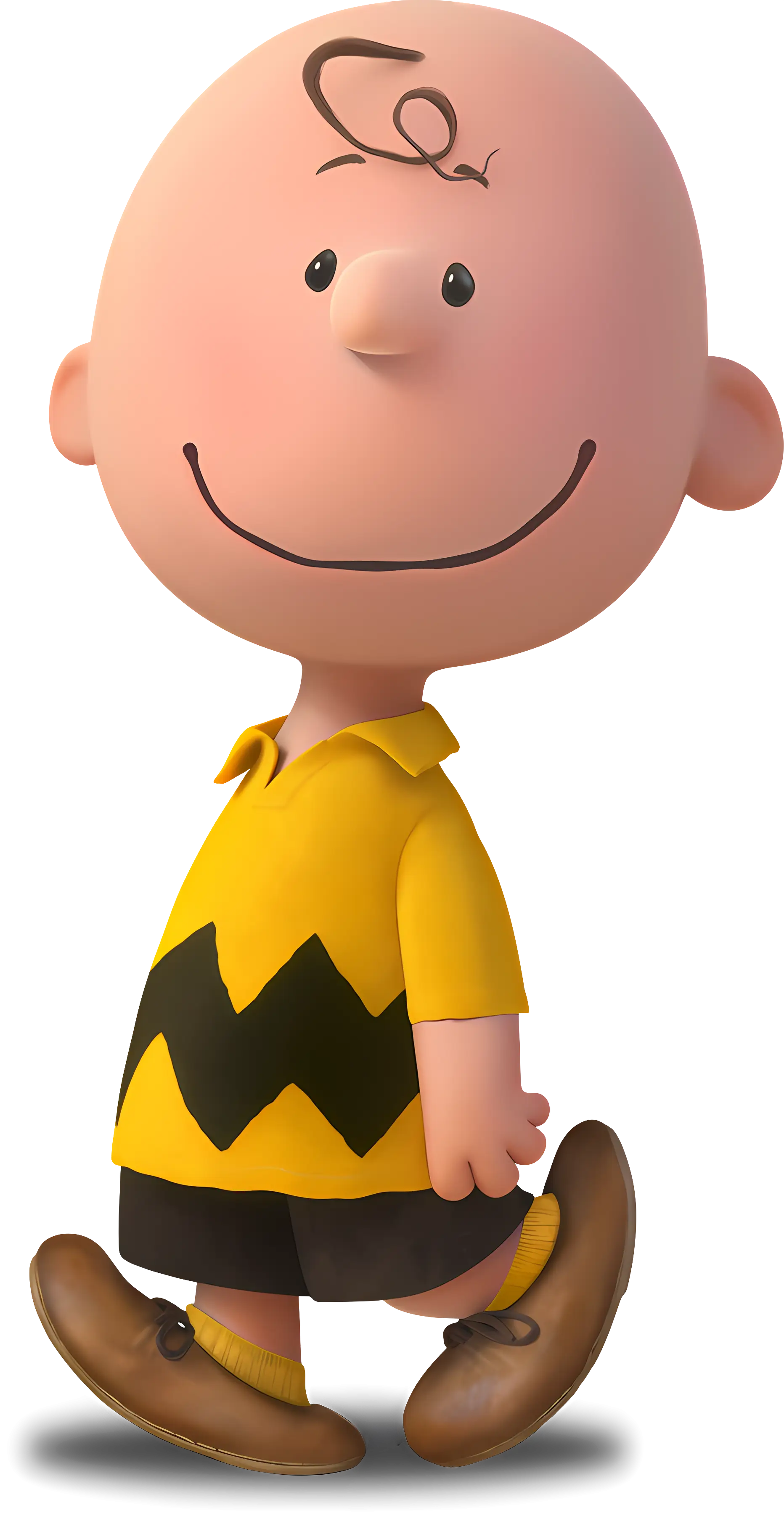 Cheerful Cartoon Character in Yellow Shirt
