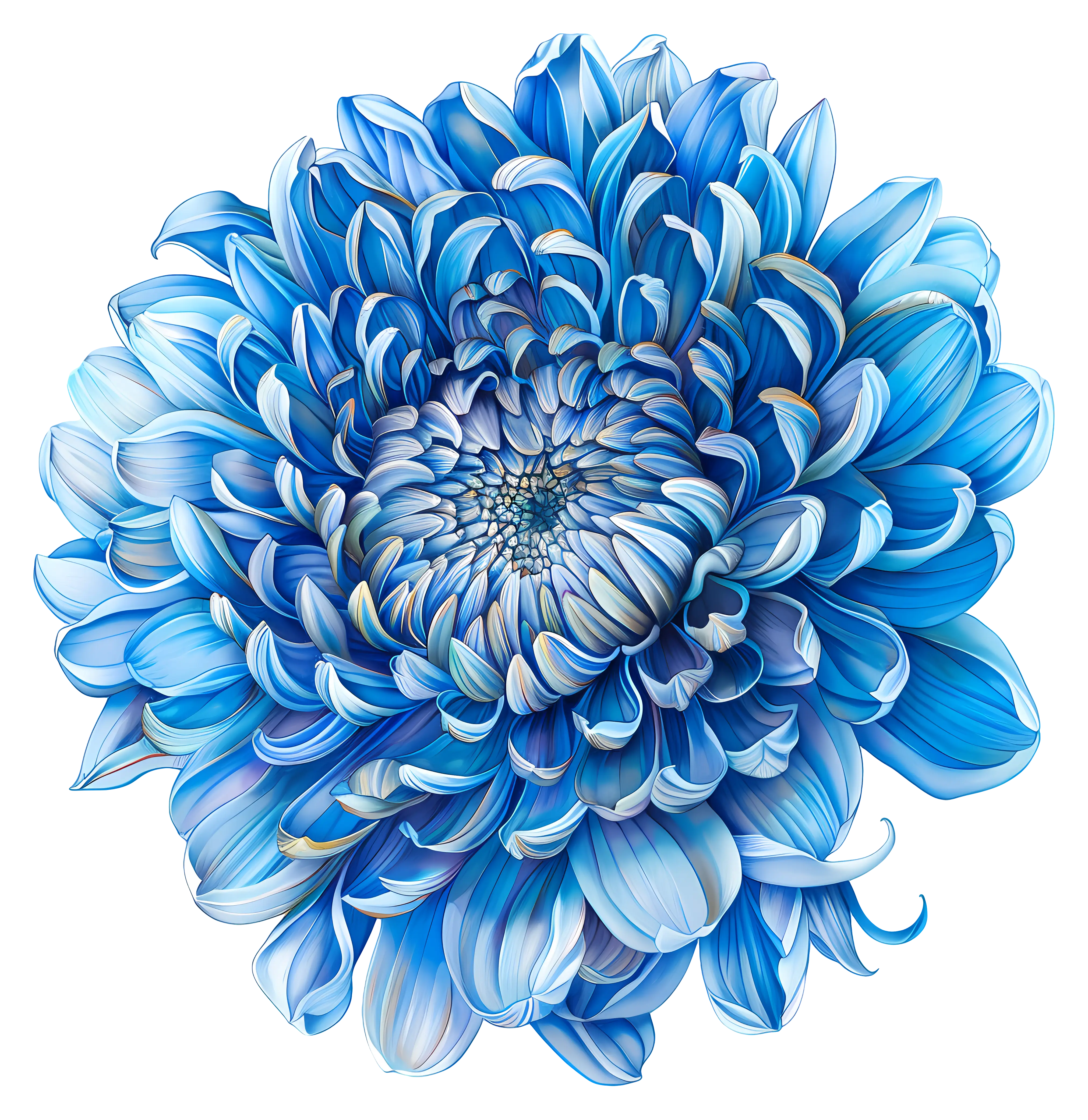 Blue Chrysanthemum Blossom Illustration