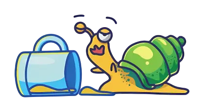 Green Snail with Blue Bucket