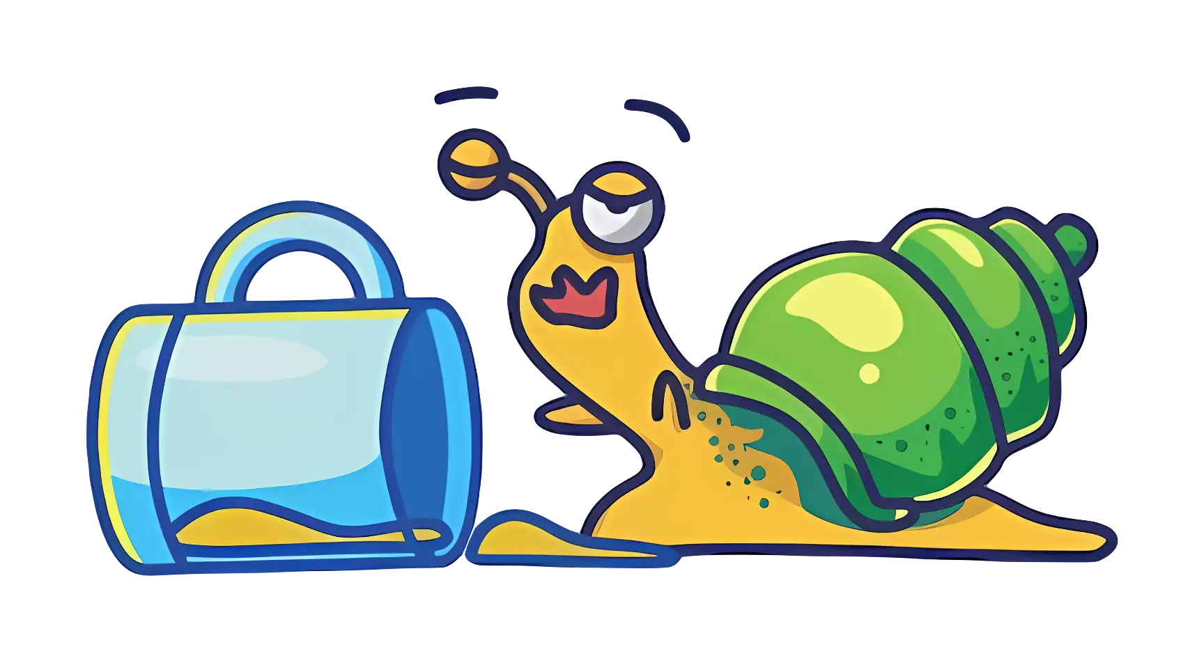 Green Snail with Blue Bucket