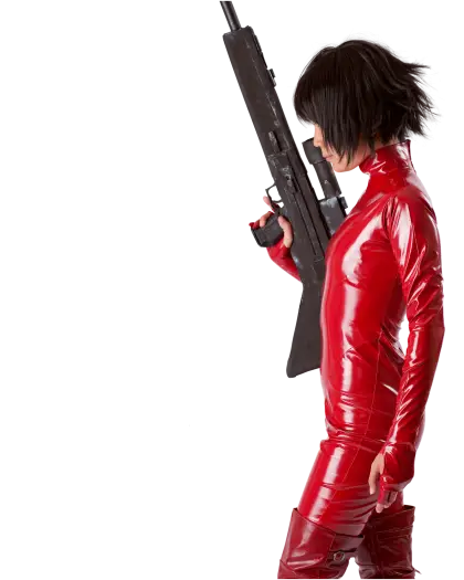 Woman in Red Suit with Sniper Rifle