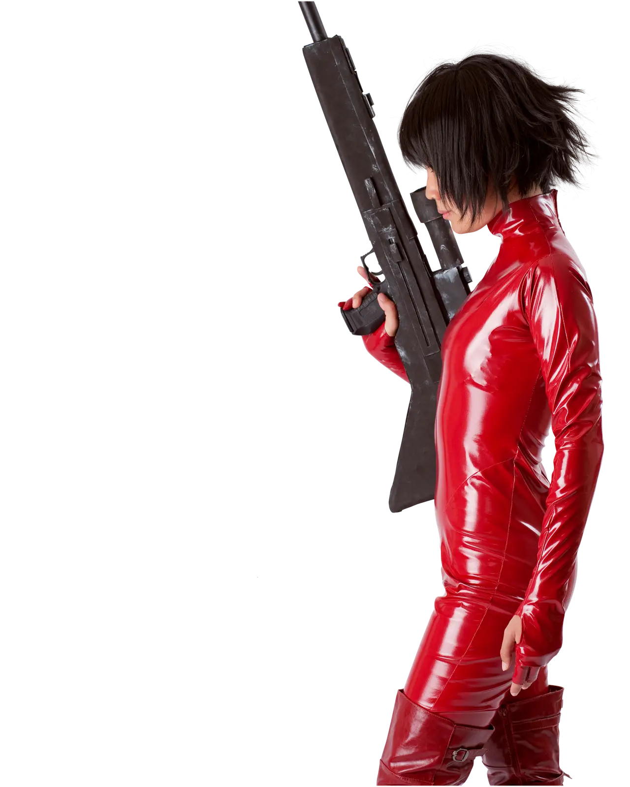 Woman in Red Suit with Sniper Rifle