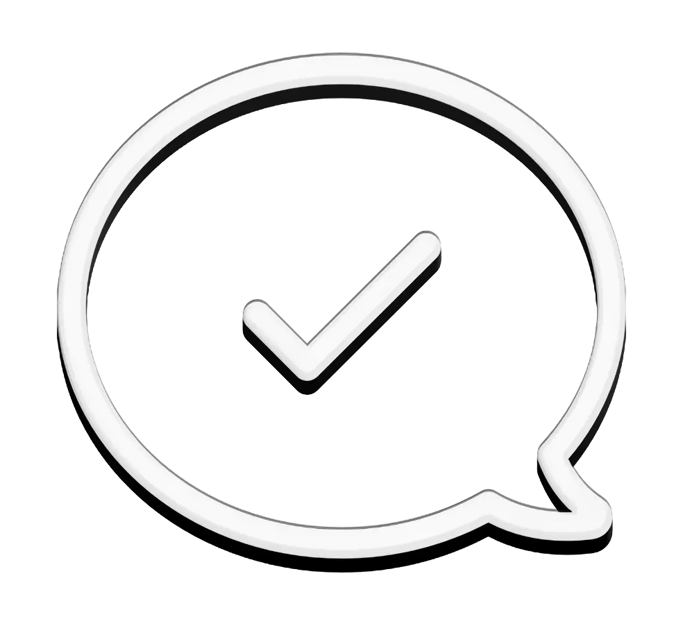 Checkmark in Speech Bubble for Approval Themes