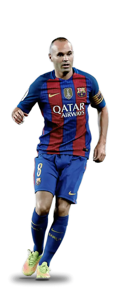 Soccer Player in Action with Blue and Red Uniform