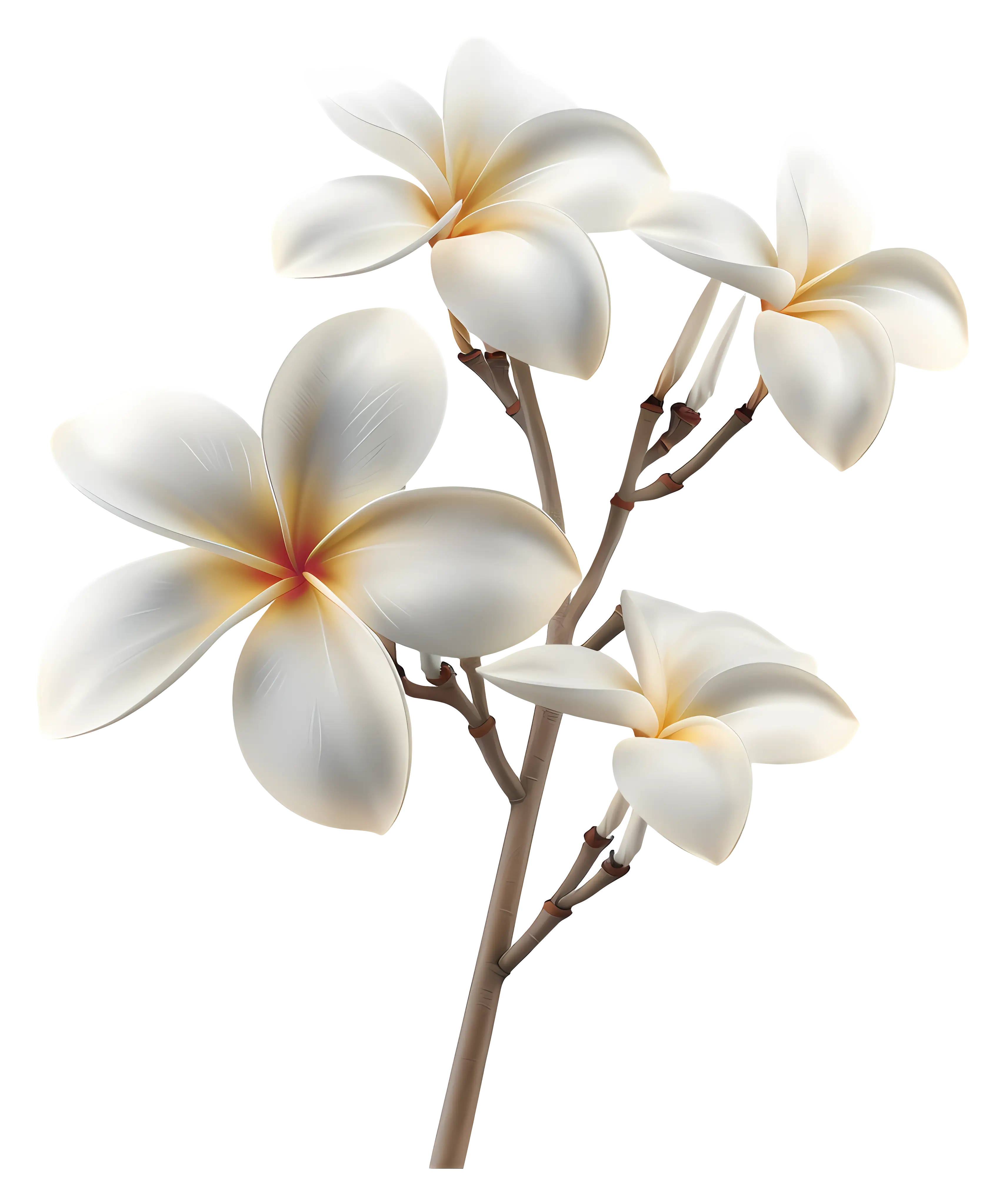 White Frangipani Flower Branch Design